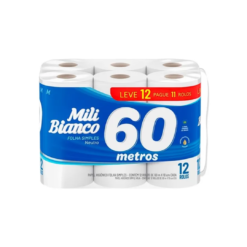 PAPEL HIGIÉNICO MILI 12 ROLLOS x 60mt